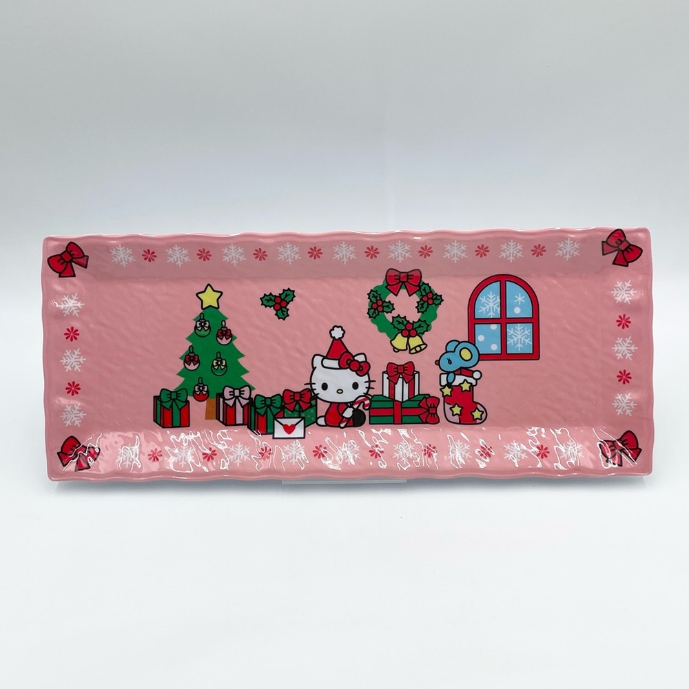 Hello Kitty Pink Melamine Christmas Platter Holiday Party Sanrio Decor